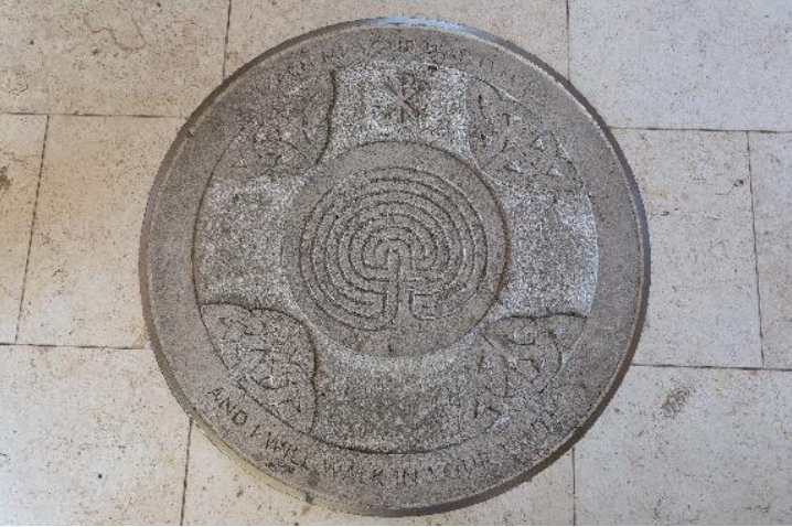 A stone in the floor of St Illtud's Galilee, Llantwt Major