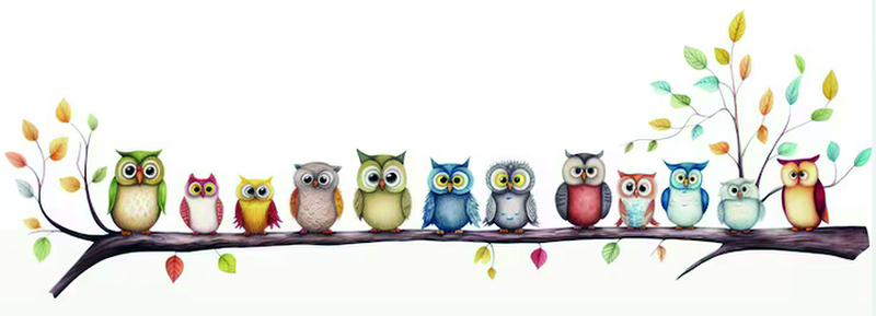 row of owls